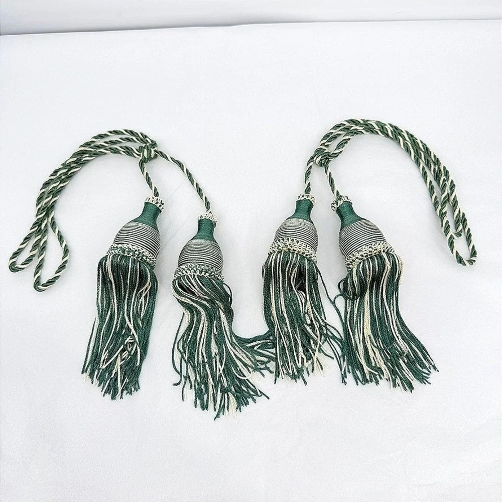 Curtain Tieback Double Tassels Traditional Elegant Drapery Decor Green Cream‎